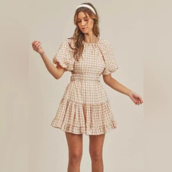 Women's - Mable Gingham Cutout Dress, Size Small - Picture 1 of 12